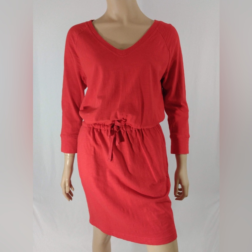 🍓 GAP COTTON 3/4 SLEEVE ADJUSTABLE TIE SHIRT DRESS